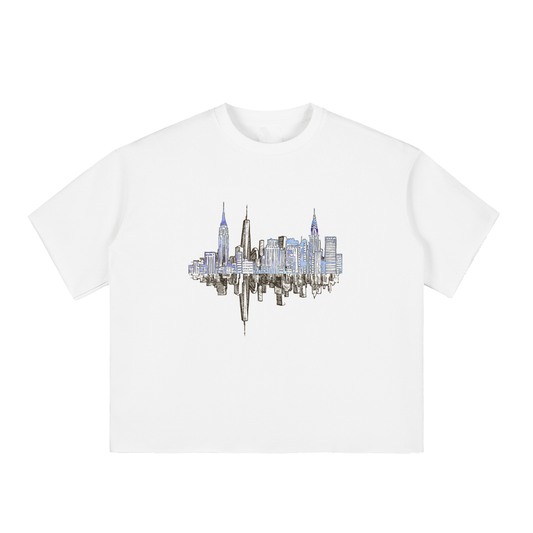 Boxy Half-Sleeve Raw-Edge T-Shirt